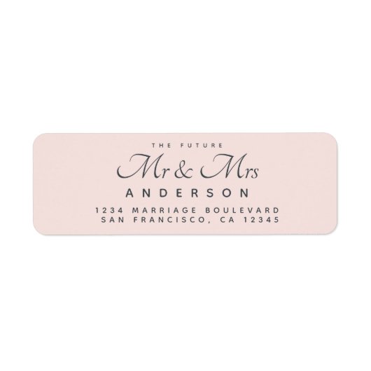Chic Script Future Mr Mrs Wedding Address Etiket (Voorkant)