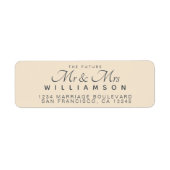 Chic Script Future Mr Mrs Wedding Address Etiket (Voorkant)