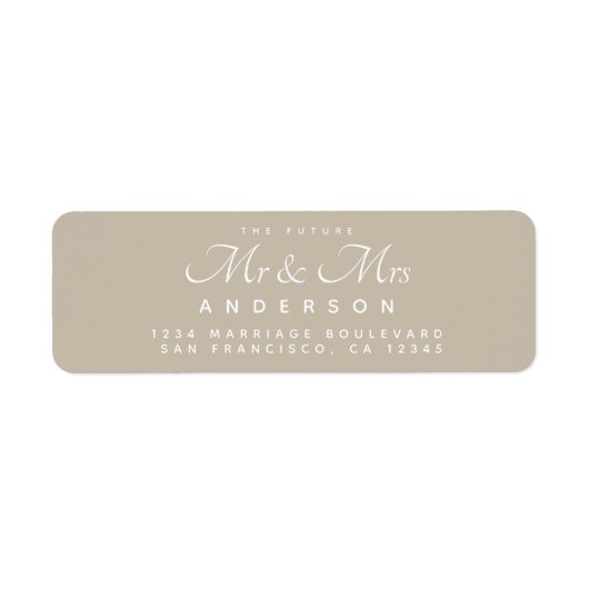 Chic Script Future Mr Mrs Wedding Address Etiket (Voorkant)