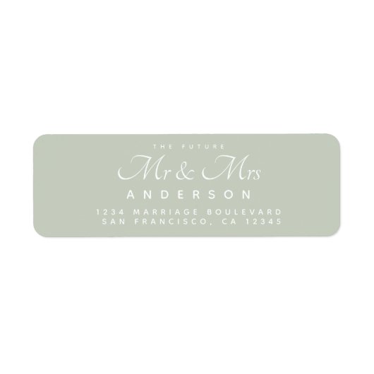Chic Script Future Mr Mrs Wedding Address Etiket (Voorkant)