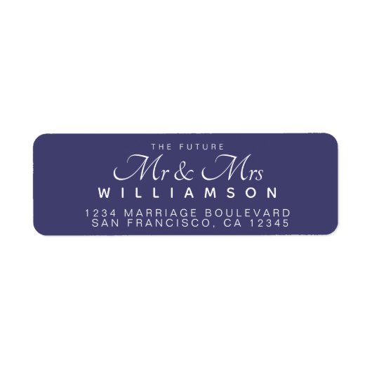 Chic Script Future Mr Mrs Wedding Address Etiket (Voorkant)