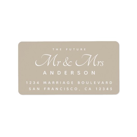 Chic Script Future Mr Mrs Wedding Address Etiket (Voorkant)