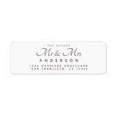 Chic Script Future Mr Mrs Wedding Address Etiket (Voorkant)