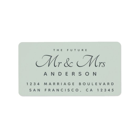 Chic Script Future Mr Mrs Wedding Address Etiket (Voorkant)