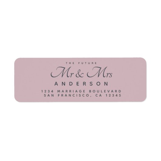 Chic Script Future Mr Mrs Wedding Address Etiket (Voorkant)