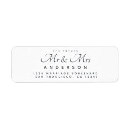 Chic Script Future Mr Mrs Wedding Address Etiket