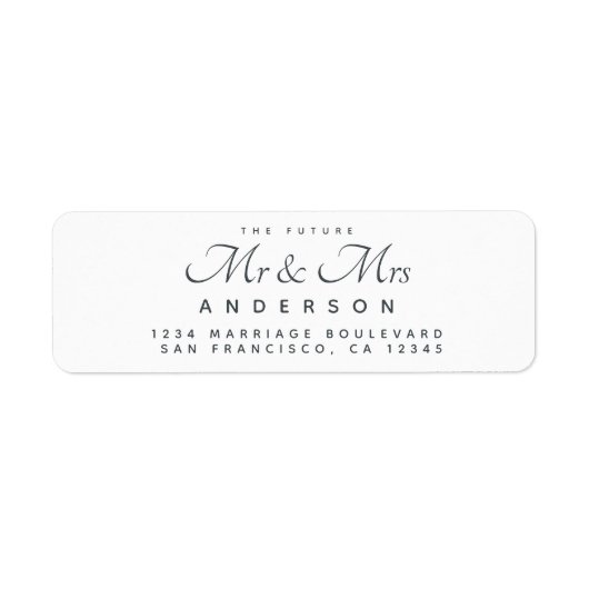 Chic Script Future Mr Mrs Wedding Address Etiket (Voorkant)