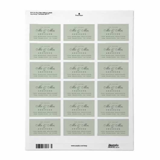 Chic Script Future Mr Mrs Wedding Address Label (Full Sheet)
