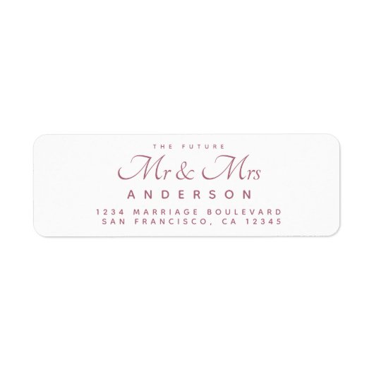 Chic Script Future Mr Mrs Wedding Address Label (Voorkant)