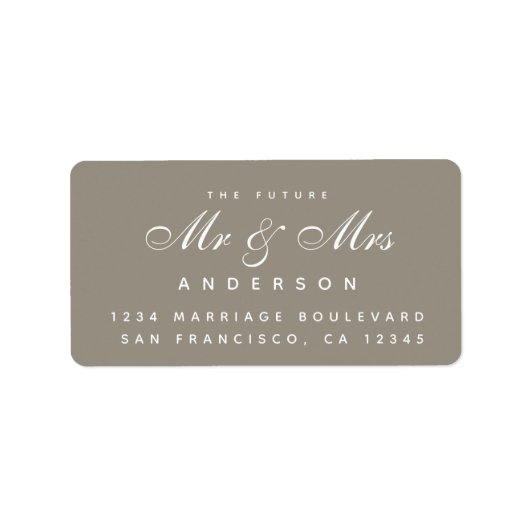 Chic Script Future Mr Mrs Wedding Address Label (Voorkant)