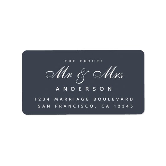 Chic Script Future Mr Mrs Wedding Address Label (Voorkant)