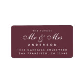 Chic Script Future Mr Mrs Wedding Address Label (Voorkant)