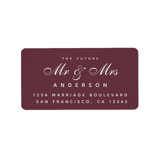 Chic Script Future Mr Mrs Wedding Address Label (Voorkant)