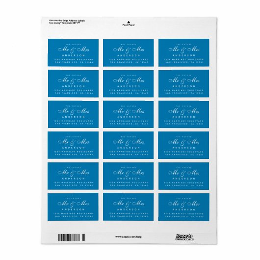 Chic Script Future Mr Mrs Wedding Address Label (Full Sheet)