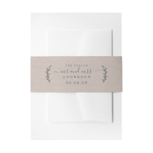 Chic Script Future Mr Mrs Wedding Date Kraft Uitnodigingen Wikkel