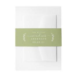 Chic Script Future Mr Mrs Wedding Date Leaf Green Uitnodigingen Wikkel