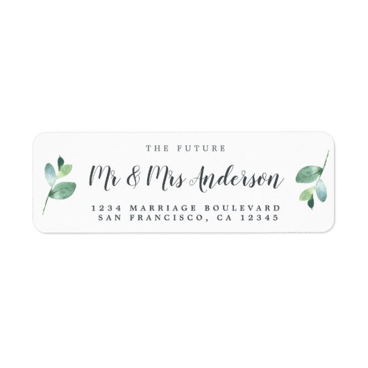 Chic Script Future Mr Mrs Wedding Return Address Etiket (Voorkant)