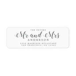 Chic Script Future Mr Mrs Wedding Return Address Etiket