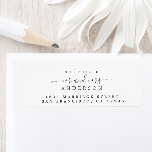 Chic Script Future Mr Mrs Wedding Return Address Etiket
