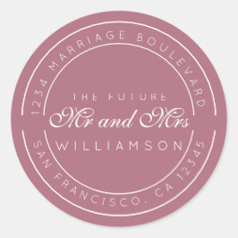 Chic Script Future Mr Mrs Wedding Return Address Ronde Sticker