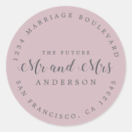 Chic Script Future Mr Mrs Wedding Return Address Ronde Sticker