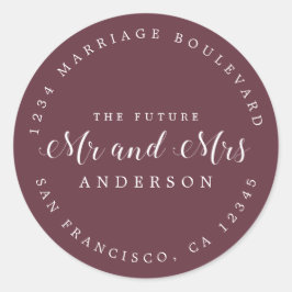 Chic Script Future Mr Mrs Wedding Return Address Ronde Sticker