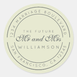 Chic Script Future Mr Mrs Wedding Return Address Ronde Sticker