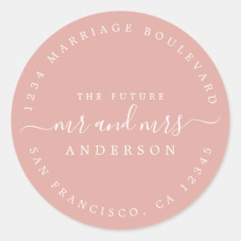 Chic Script Future Mr Mrs Wedding Return Address Ronde Sticker