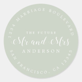 Chic Script Future Mr Mrs Wedding Return Address Ronde Sticker