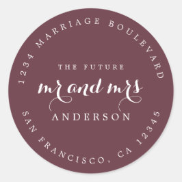Chic Script Future Mr Mrs Wedding Return Address Ronde Sticker