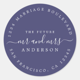 Chic Script Future Mr Mrs Wedding Return Address Ronde Sticker
