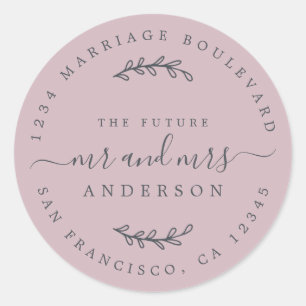 Chic Script Future Mr Mrs Wedding Return Address Ronde Sticker