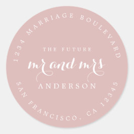 Chic Script Future Mr Mrs Wedding Return Address Ronde Sticker