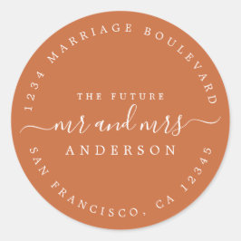 Chic Script Future Mr Mrs Wedding Return Address Ronde Sticker
