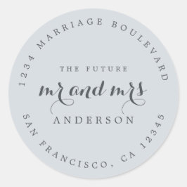 Chic Script Future Mr Mrs Wedding Return Address Ronde Sticker