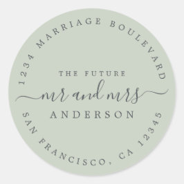 Chic Script Future Mr Mrs Wedding Return Address Ronde Sticker