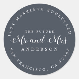 Chic Script Future Mr Mrs Wedding Return Address Ronde Sticker