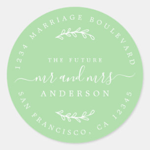 Chic Script Future Mr Mrs Wedding Return Address Ronde Sticker
