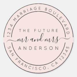 Chic Script Future Mr Mrs Wedding Return Address Ronde Sticker
