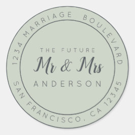 Chic Script Future Mr Mrs Wedding Return Address Ronde Sticker