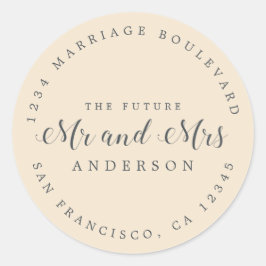 Chic Script Future Mr Mrs Wedding Return Address Ronde Sticker
