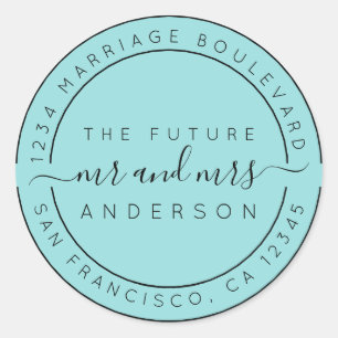Chic Script Future Mr Mrs Wedding Return Address Ronde Sticker