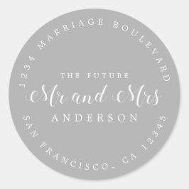 Chic Script Future Mr Mrs Wedding Return Address Ronde Sticker
