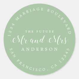 Chic Script Future Mr Mrs Wedding Return Address Ronde Sticker