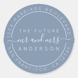 Chic Script Future Mr Mrs Wedding Return Address Ronde Sticker