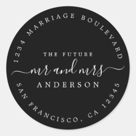 Chic Script Future Mr Mrs Wedding Return Address Ronde Sticker