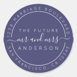 Chic Script Future Mr Mrs Wedding Return Address Ronde Sticker