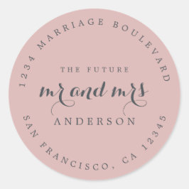 Chic Script Future Mr Mrs Wedding Return Address Ronde Sticker