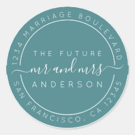 Chic Script Future Mr Mrs Wedding Return Address Ronde Sticker