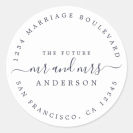 Chic Script Future Mr Mrs Wedding Return Address Ronde Sticker